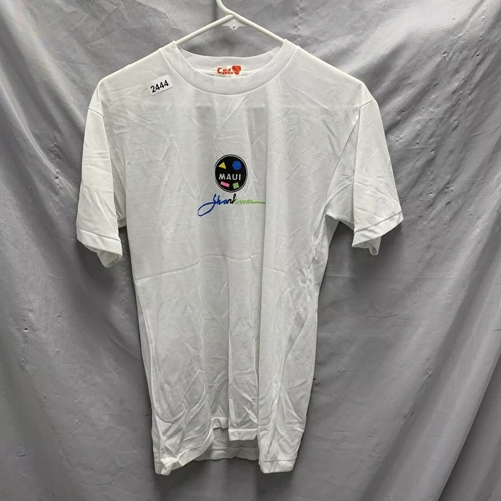 Vintage Maui Hawaii Shirt Adult Large White Short Sleeve Shark Man 90s Men's